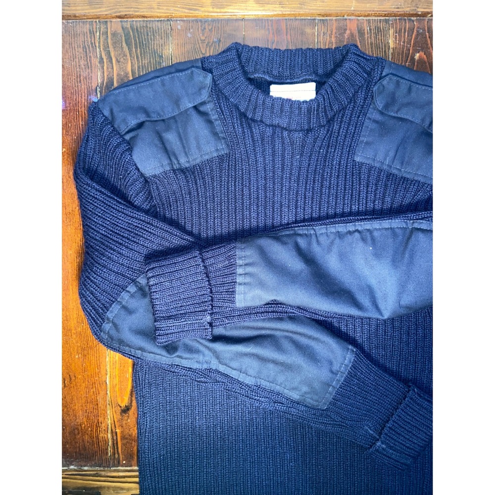 Vintage Brigade Quartermasters Mens Woolly Pully Sweater Navy Blue Wool Military